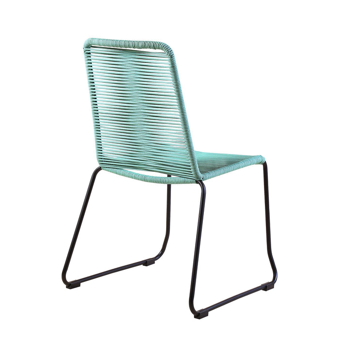 Kylie and Shasta 3 Piece Outdoor Patio 36" Dining Set in Black Eucalyptus Wood and Wasabi Rope