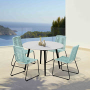 Kylie and Shasta 5 Piece Patio Outdoor Dining Set in Wasabi Rope with Black Eucalyptus Wood - Furniture City (CA)l