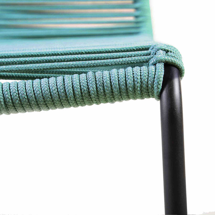 Kylie and Shasta 5 Piece Patio Outdoor Dining Set in Wasabi Rope with Black Eucalyptus Wood