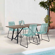 Frinton and Shasta 5 Piece Outdoor Patio Dining Set in Light Eucalyptus Wood and Wasabi Rope - Furniture City (CA)l