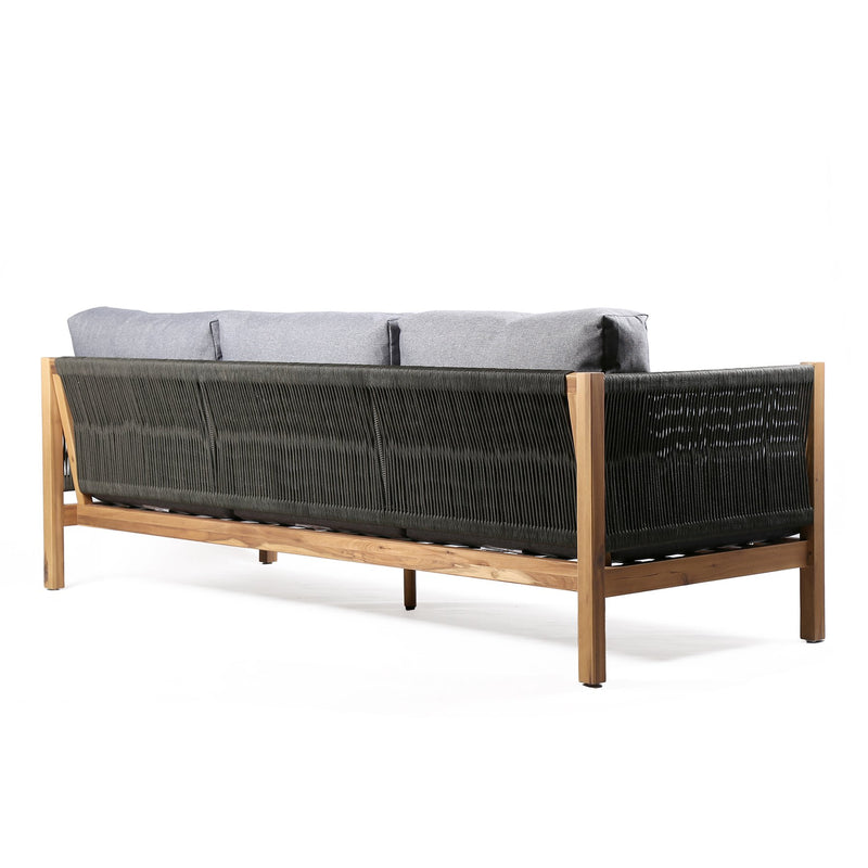 Sienna 4 Piece Eucalyptus Wood Outdoor Sofa Seating Set with Teak Finish and Gray Cushions - Furniture City (CA)l