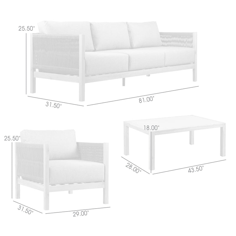 Sienna 4 Piece Eucalyptus Wood Outdoor Sofa Seating Set with Teak Finish and Gray Cushions - Furniture City (CA)l