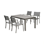 Solana 5 piece Outdoor Aluminum Dining Set in Cosmos Gray Finish with Wood Top - Furniture City (CA)l
