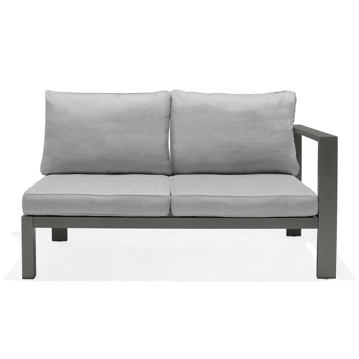 Solana Outdoor Sectional Set in Cosmos Finish with Gray Cushions and Coffee Table