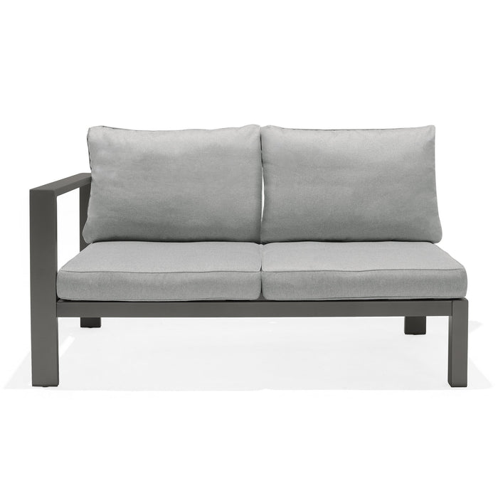 Solana Outdoor Sectional Set in Cosmos Finish with Gray Cushions and Coffee Table