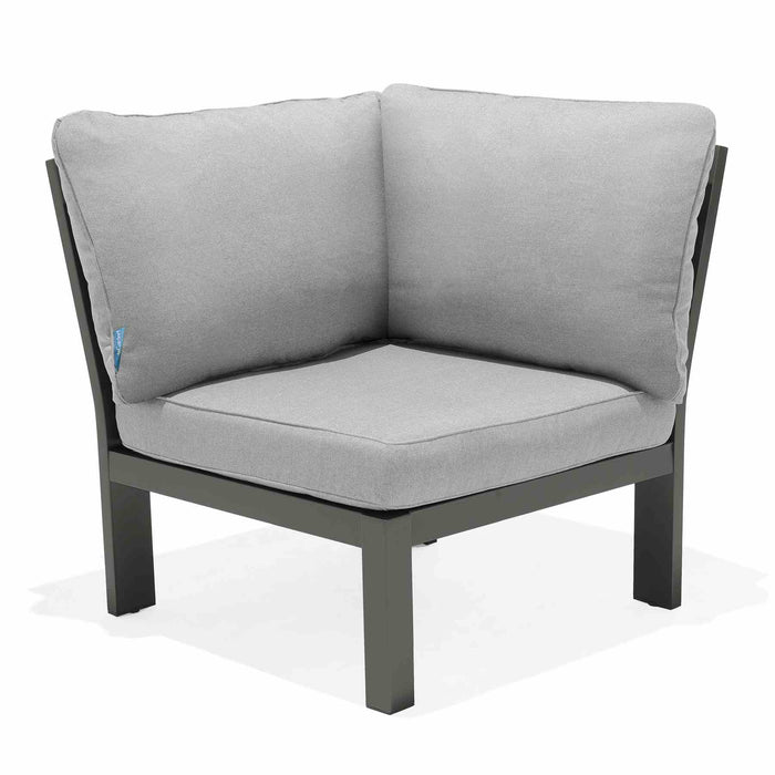 Solana Outdoor Sectional Set in Cosmos Finish with Gray Cushions and Coffee Table