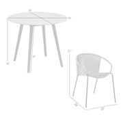 Kylie and Snack 3 Piece Outdoor Patio 36" Dining Set in Black Eucalyptus Wood and Gray Rope - Furniture City (CA)l