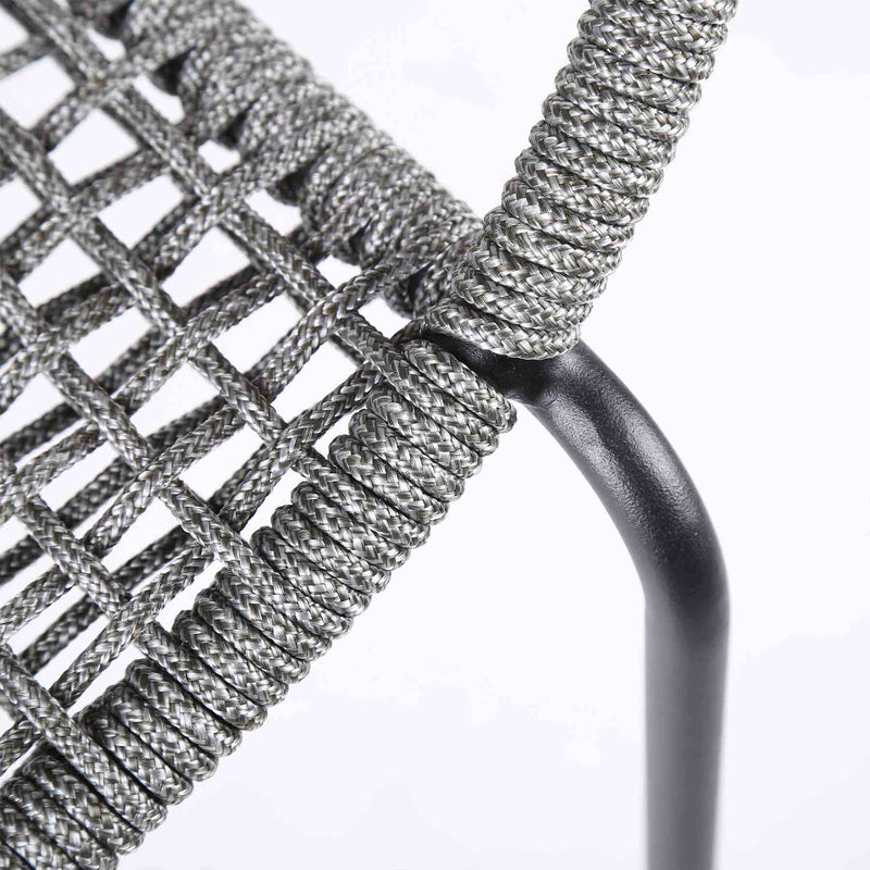 Kylie and Snack 3 Piece Outdoor Patio 36" Dining Set in Black Eucalyptus Wood and Gray Rope - Furniture City (CA)l