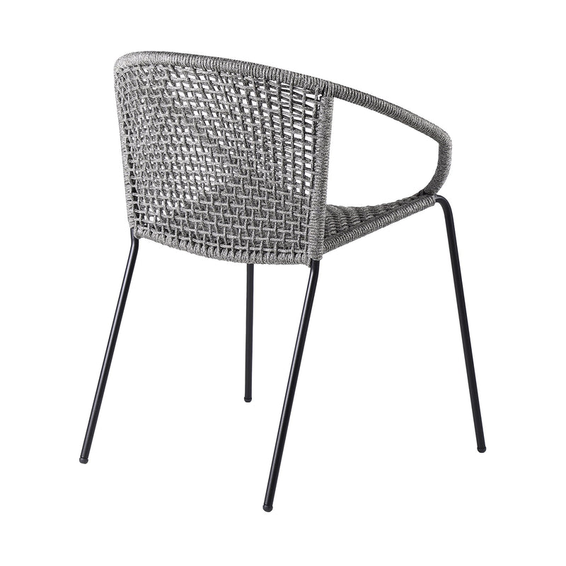 Kylie and Snack 5 Piece Outdoor Patio Dining Set in Gray Rope with Black Eucalyptus Wood - Furniture City (CA)l
