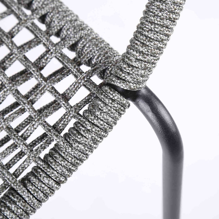 Kylie and Snack 5 Piece Outdoor Patio Dining Set in Gray Rope with Black Eucalyptus Wood