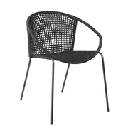 Kylie and Snack 5 Piece Outdoor Patio Dining Set in Black Rope with Black Eucalyptus Wood - Furniture City (CA)l
