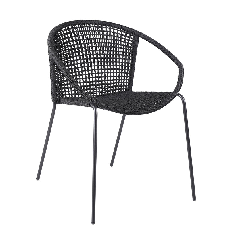 Kylie and Snack 5 Piece Outdoor Patio Dining Set in Black Rope with Black Eucalyptus Wood - Furniture City (CA)l