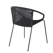 Kylie and Snack 5 Piece Outdoor Patio Dining Set in Black Rope with Black Eucalyptus Wood - Furniture City (CA)l