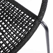 Kylie and Snack 5 Piece Outdoor Patio Dining Set in Black Rope with Black Eucalyptus Wood - Furniture City (CA)l