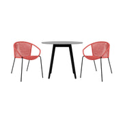 Kylie and Snack 3 Piece Outdoor Patio 36" Dining Set in Black Eucalyptus Wood and Brick Red Rope - Furniture City (CA)l