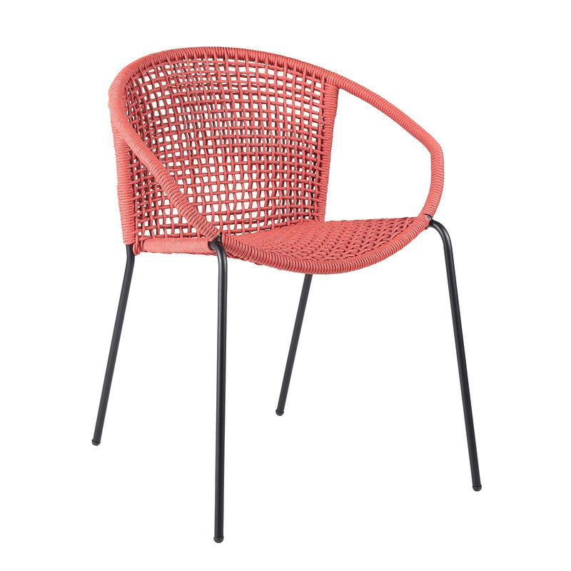Kylie and Snack 5 Piece Outdoor Patio Dining Set in Brick Red Rope with Black Eucalyptus Wood - Furniture City (CA)l