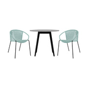 Kylie and Snack 3 Piece Outdoor Patio 36" Dining Set in Black Eucalyptus Wood and Wasabi Rope - Furniture City (CA)l