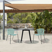 Kylie and Snack 3 Piece Outdoor Patio 36" Dining Set in Black Eucalyptus Wood and Wasabi Rope - Furniture City (CA)l