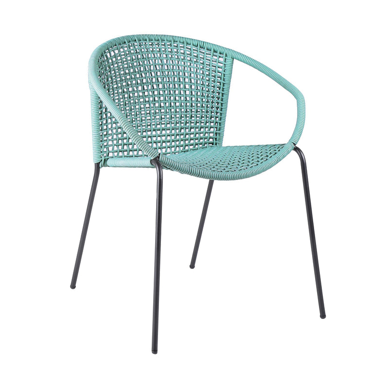 Kylie and Snack 3 Piece Outdoor Patio 36" Dining Set in Black Eucalyptus Wood and Wasabi Rope - Furniture City (CA)l