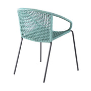Kylie and Snack 3 Piece Outdoor Patio 36" Dining Set in Black Eucalyptus Wood and Wasabi Rope - Furniture City (CA)l