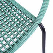 Kylie and Snack 5 Piece Outdoor Patio Dining Set in Wasabi Rope with Black Eucalyptus Wood - Furniture City (CA)l