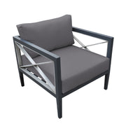 Sonoma Outdoor 4 piece Set in Dark Gray Finish and Charcoal Cushions - Furniture City (CA)l
