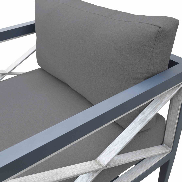 Sonoma Outdoor 4 piece Set in Dark Gray Finish and Charcoal Cushions