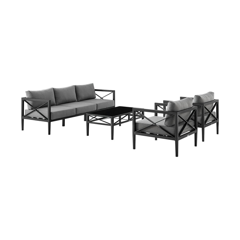 Sonoma Outdoor 4 piece Set in Dark Gray Finish and Dark Gray Cushions - Furniture City (CA)l