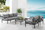 Sonoma Outdoor 4 piece Set in Dark Gray Finish and Dark Gray Cushions - Furniture City (CA)l