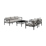 Sonoma Outdoor 4 piece Set in Dark Gray Finish and Light Gray Cushions - Furniture City (CA)l