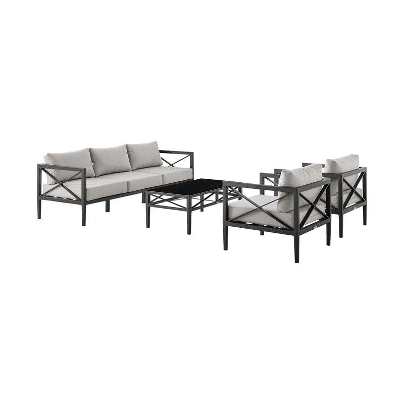 Sonoma Outdoor 4 piece Set in Dark Gray Finish and Light Gray Cushions - Furniture City (CA)l