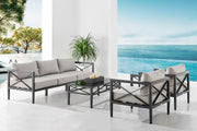 Sonoma Outdoor 4 piece Set in Dark Gray Finish and Light Gray Cushions - Furniture City (CA)l