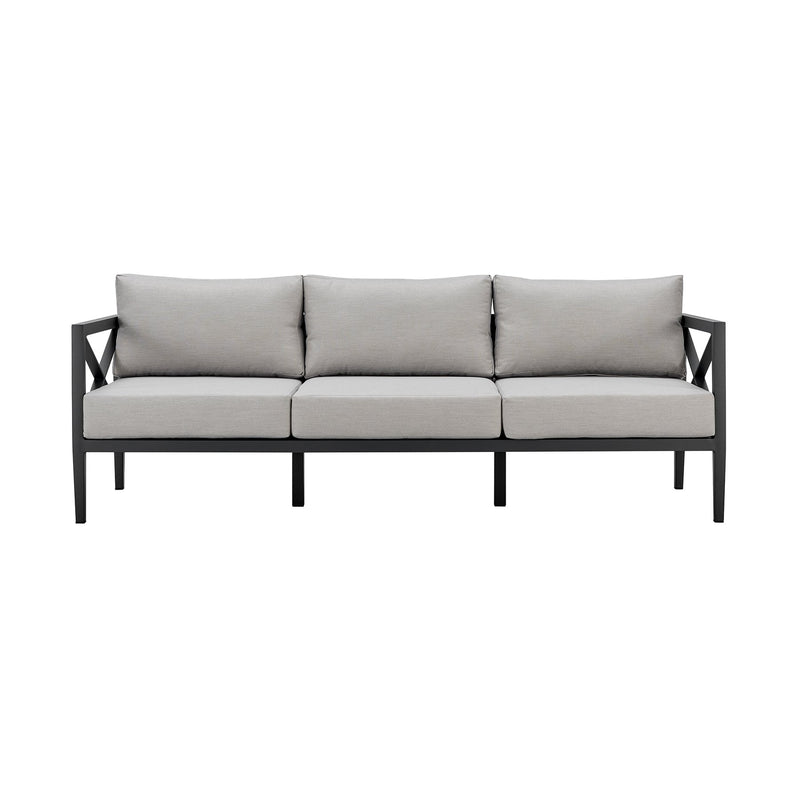 Sonoma Outdoor 4 piece Set in Dark Gray Finish and Light Gray Cushions - Furniture City (CA)l