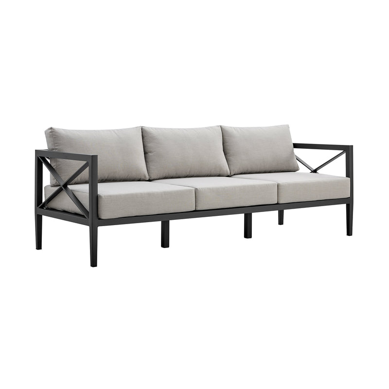 Sonoma Outdoor 4 piece Set in Dark Gray Finish and Light Gray Cushions - Furniture City (CA)l