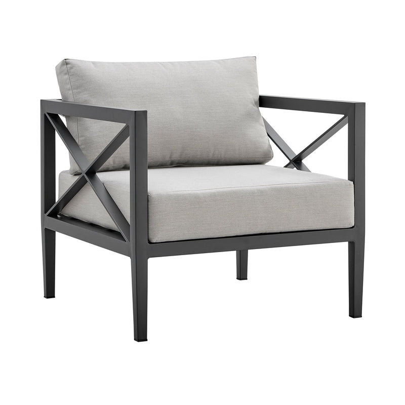 Sonoma Outdoor 4 piece Set in Dark Gray Finish and Light Gray Cushions - Furniture City (CA)l