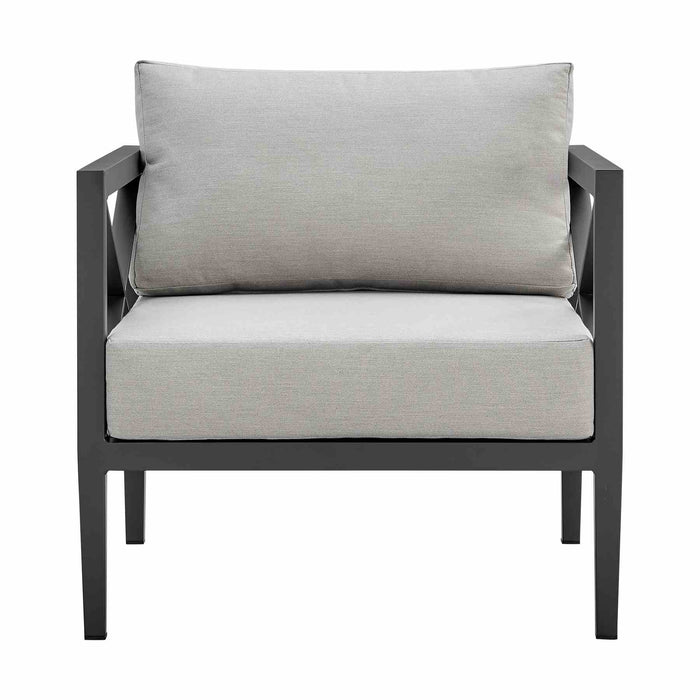 Sonoma Outdoor 4 piece Set in Dark Gray Finish and Light Gray Cushions