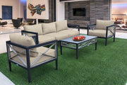 Sonoma Outdoor 4 piece Set in Dark Gray Finish and Taupe Cushions - Furniture City (CA)l