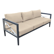 Sonoma Outdoor 4 piece Set in Dark Gray Finish and Taupe Cushions - Furniture City (CA)l