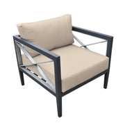 Sonoma Outdoor 4 piece Set in Dark Gray Finish and Taupe Cushions - Furniture City (CA)l