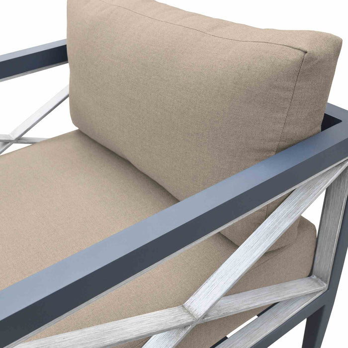 Sonoma Outdoor 4 piece Set in Dark Gray Finish and Taupe Cushions