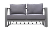 St Barts 4 piece Outdoor Patio Aluminum Set with Gray Fabric Cushions and White Glass Top - Furniture City (CA)l