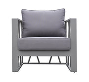 St Barts 4 piece Outdoor Patio Aluminum Set with Gray Fabric Cushions and White Glass Top - Furniture City (CA)l
