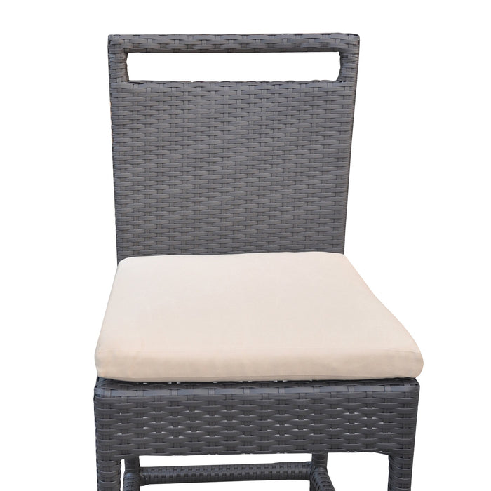 Tropez Outdoor Patio Wicker Bar Set (Table with 2 barstools)