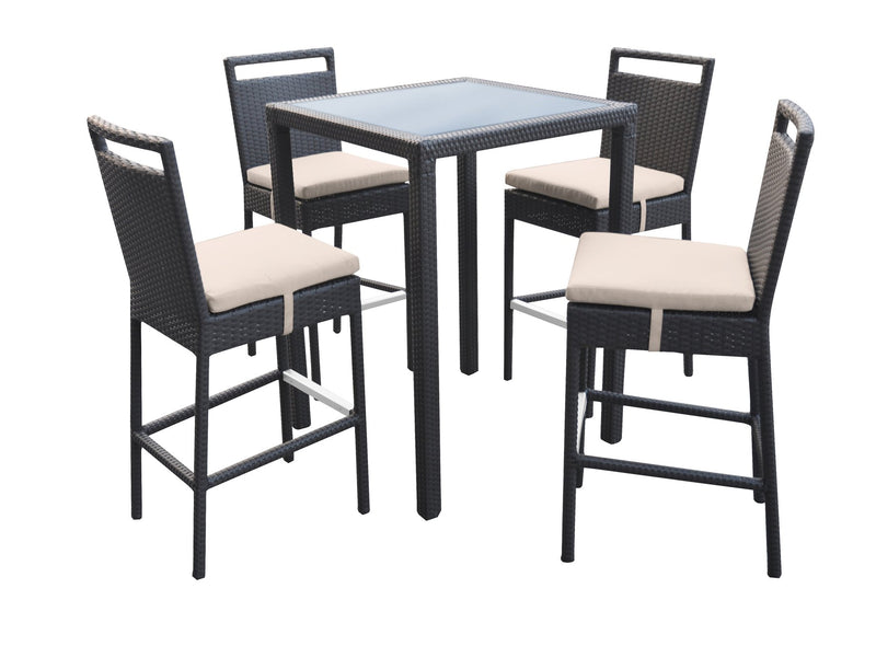 Tropez Outdoor Patio Wicker Bar Set (Table with 4 barstools) - Furniture City (CA)l