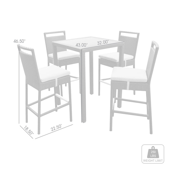 Tropez Outdoor Patio Wicker Bar Set (Table with 4 barstools)