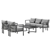 Valentina 4 Piece Dark Gray Aluminum Outdoor Seating Set with Dark Gray Cushions - Furniture City (CA)l