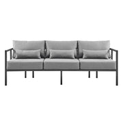 Valentina 4 Piece Dark Gray Aluminum Outdoor Seating Set with Dark Gray Cushions - Furniture City (CA)l