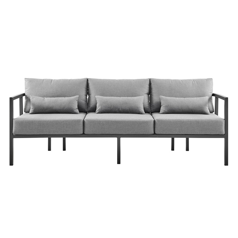 Valentina 4 Piece Dark Gray Aluminum Outdoor Seating Set with Dark Gray Cushions - Furniture City (CA)l