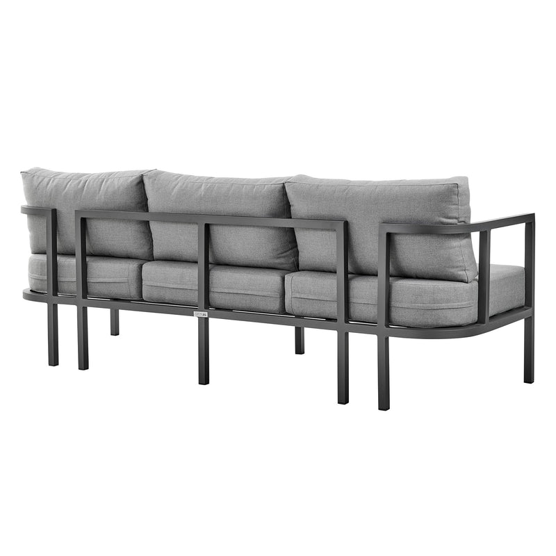 Valentina 4 Piece Dark Gray Aluminum Outdoor Seating Set with Dark Gray Cushions - Furniture City (CA)l