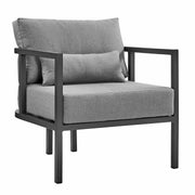 Valentina 4 Piece Dark Gray Aluminum Outdoor Seating Set with Dark Gray Cushions - Furniture City (CA)l